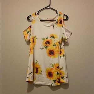White off the shoulder sunflower top
